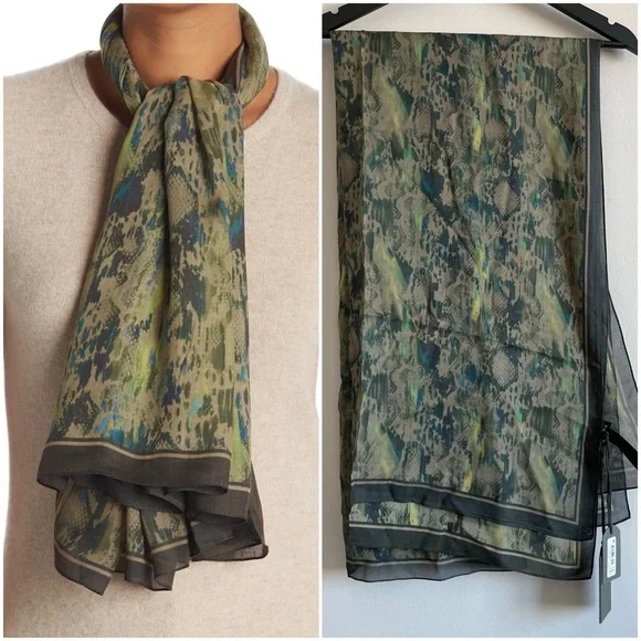 ALL SAINTS Masala Square Scarf In Rainbow Khaki