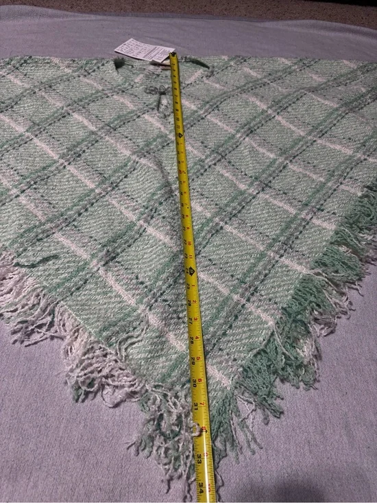 Soft Plaid Fringe Wrap Scarf - Mint Green