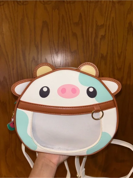 Kids Cute Cow Crossbody Bag - White & Mint