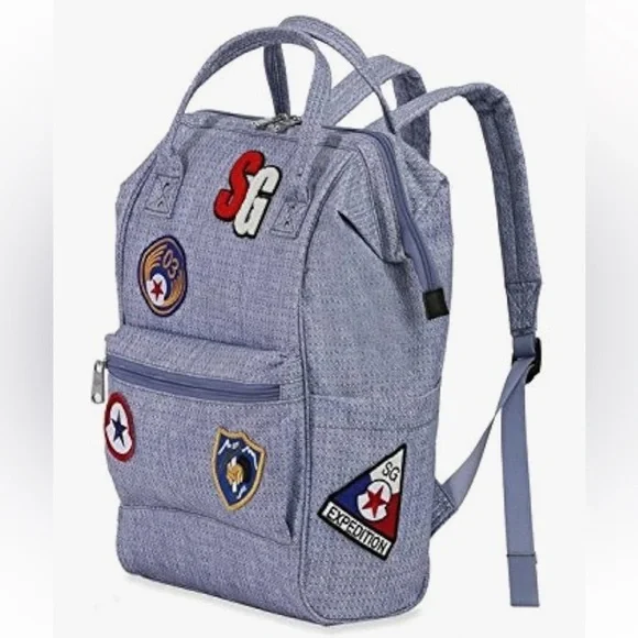 Swiss Gear 15 Ltrs Light Blue Diamond with Patches Laptop Backpack 🆕