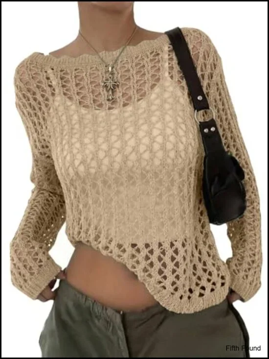Off Shoulder Loose Knit Summer Sweater Beach Cover Up Pullover Lightweight
