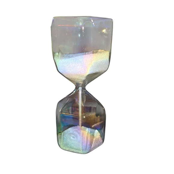Iridescent Blown Glass & White Sand Hexagonal‎ 