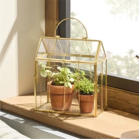 Small Scalloped Brass Decorative Glass Greenhouse - Hearth & Hand™ with Magnolia