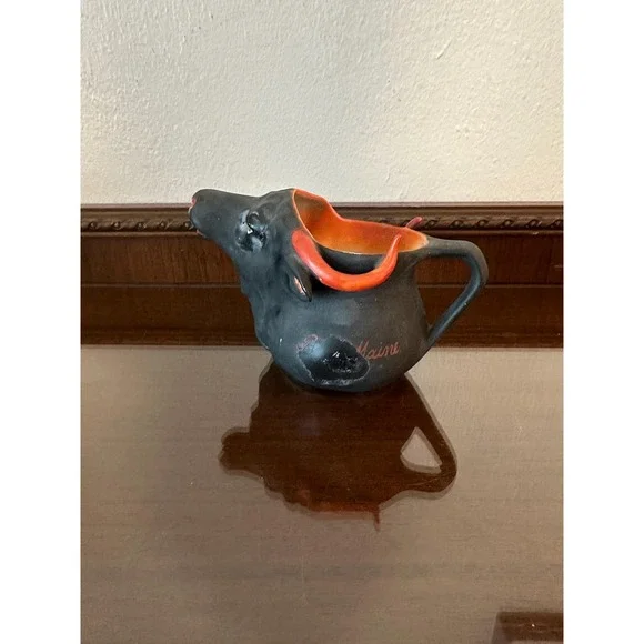 Rare Vintage Royal Bayreuth Bavaria Black Bull Oxen Creamer‎ Pitcher