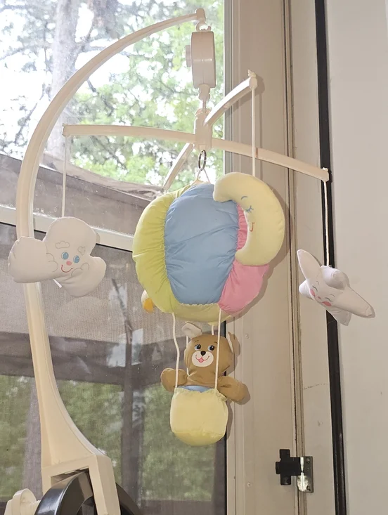 1980s Teddy‎ Celestial Crib Mobile Plush Music Box Working Pastels Century Japan