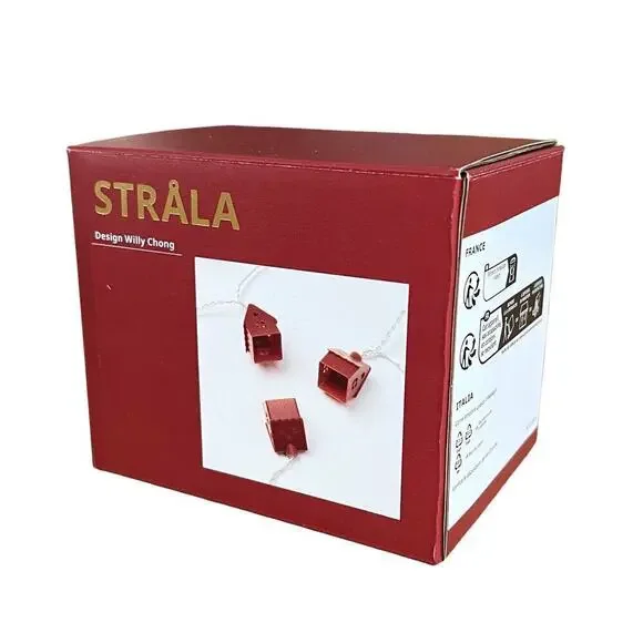 IKEA STRALA STRÅLA  Red Shining Houses String Lights 12 Lights (Set of 2)