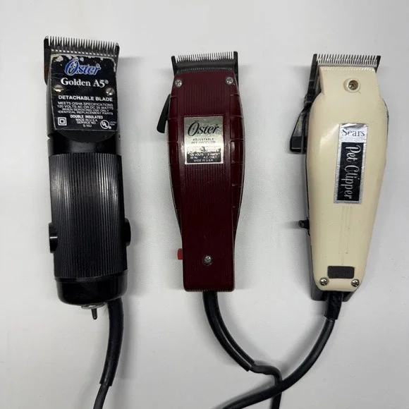 Vintage Pet Clipper Lot Oster Golden A5 & Sears Professional Grooming Tools 3pc