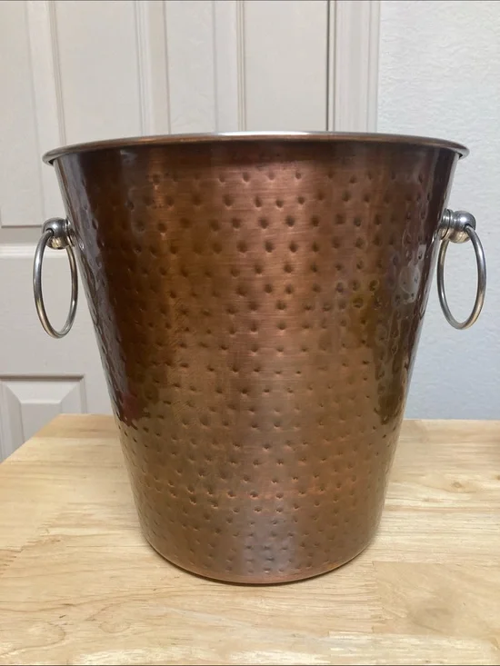 Kitchen & Table by H-E-B Ice Bucket Hammered Metal Copper Silver