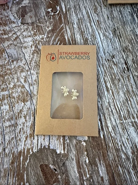 Strawberry Avocados Gold Bee Charm for watch bands.