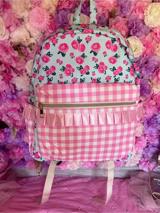 Kids Floral & Gingham Pink Backpack