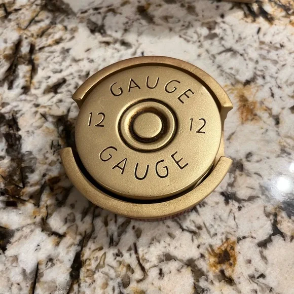 Drink Coaster Set - gold with 12 gauge text.