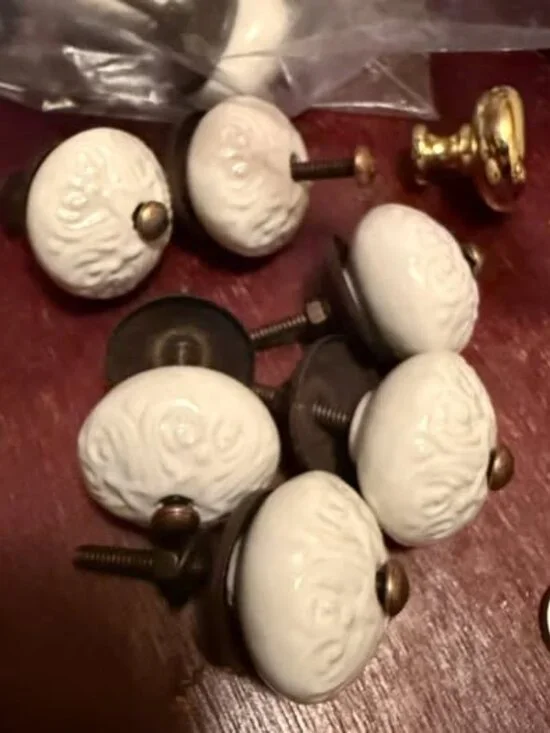 Ceramic Knobs Brass Center French Country White Door Knobs Cabinet Pulls Drawer