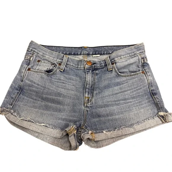 J.Crew Womens Light Wash Denim Cut Off Shorts‎ Raw Hem Size 27 Blue Cotton