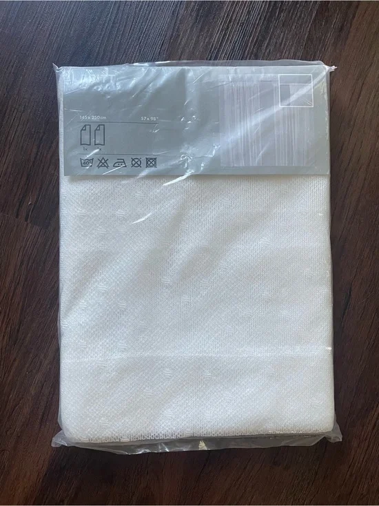 SEALED Ikea Britt White Mesh Sheer Dots Curtains 2 Panels 57” x 98” 145x250cm