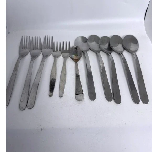 IKEA Flatware Set Mixed Lot 11pc Silver Stainless Steel Good Modern Utensils
