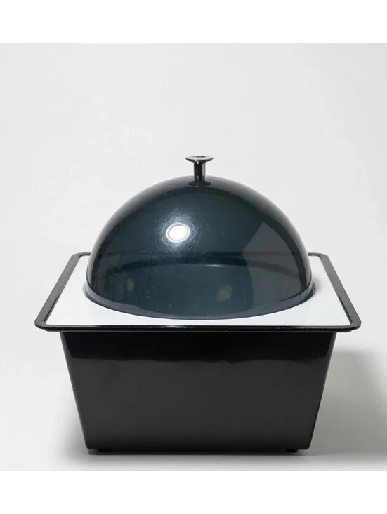 Vintage Mid Century Ice Bucket Smoke Gray Lucite with White Insert