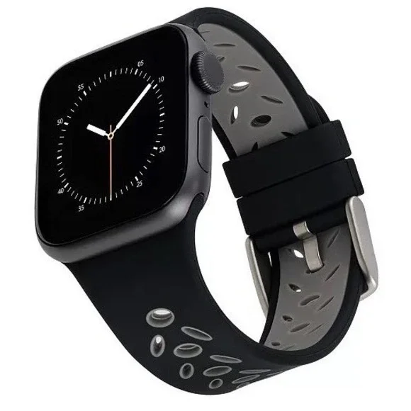 With It Sport Silicone Band Unisex 42/44/45/49mm‎ Blk/Grey Apple Watch Strap NEW
