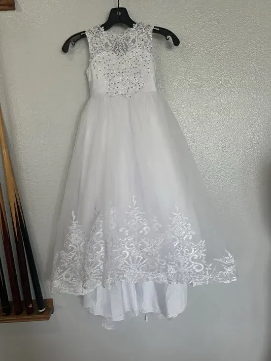 Short Sleeves Flower Girl Dress Wedding Lace Tulle Princess Kids Party Dress