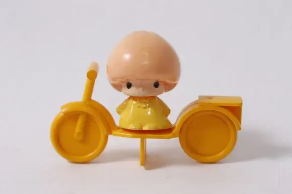 Vintage Koeda-chan Mushroom Doll w Yellow Tricycle Lucie Village ~260702-WH 1207