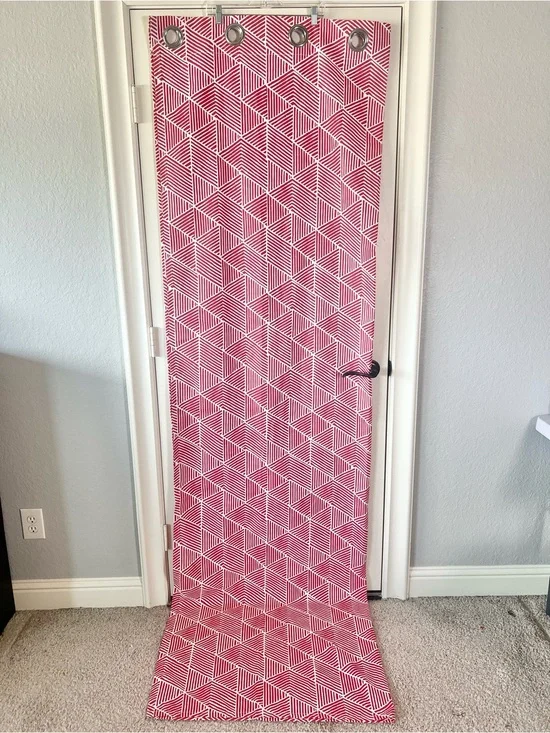 IKEA PRARIEOXALIS Red and White Geometric Grommet Top Curtain Panel Set of Two