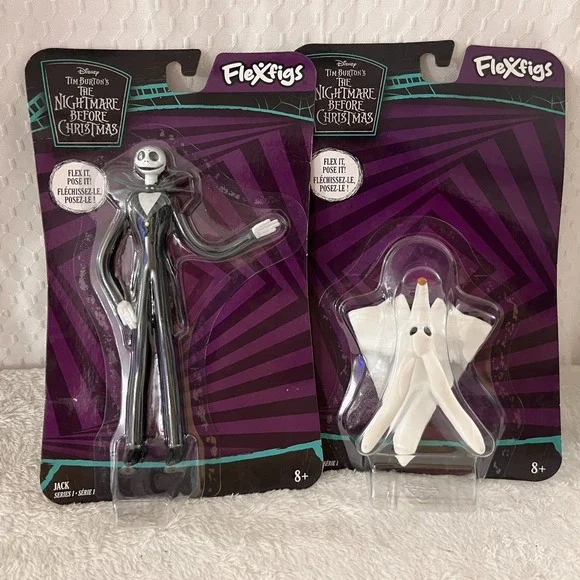 Disney The Nightmare Before Christmas Flexfigs Jack Skellington & Zero Figures