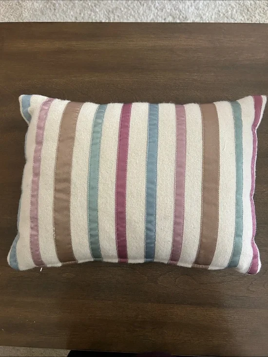 IKEA Striped Accent Pillow in Cream, Blue, Mauve, Taupe