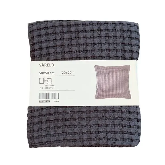 IKEA VARELD Gray Cotton Waffle Knit Pillow Cover 20