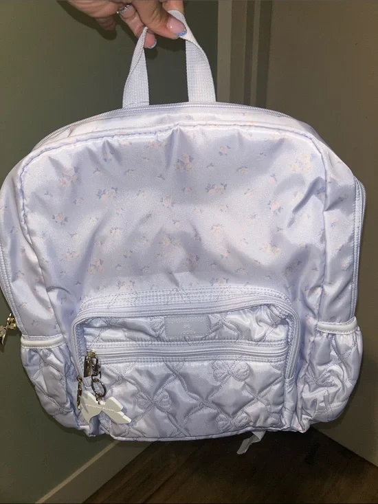 LoveShackFancy x Target Light Lavender Quilted Backpack with Subtle Floral Print