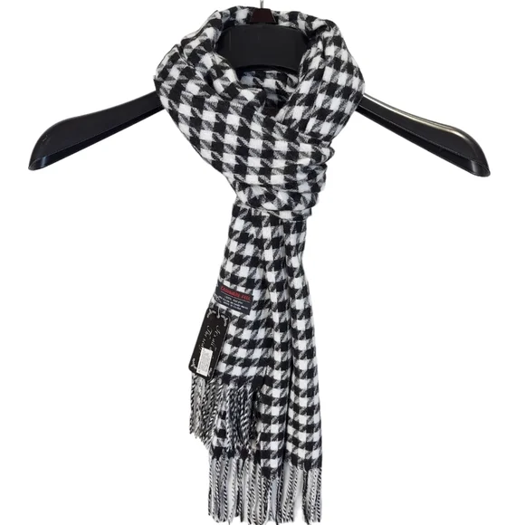 Cashmere Feel Scarf Black White Womens Unisex Neck Scarf Plaid Warm Soft