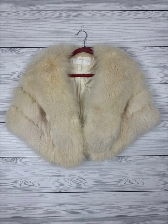 VTG GARTENHAUS FURS CREAM WHITE STOLE CAPE CAPELET OSFA