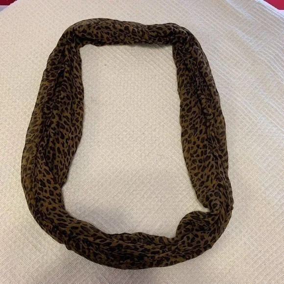 Leopard brown and black print infinity scarf
