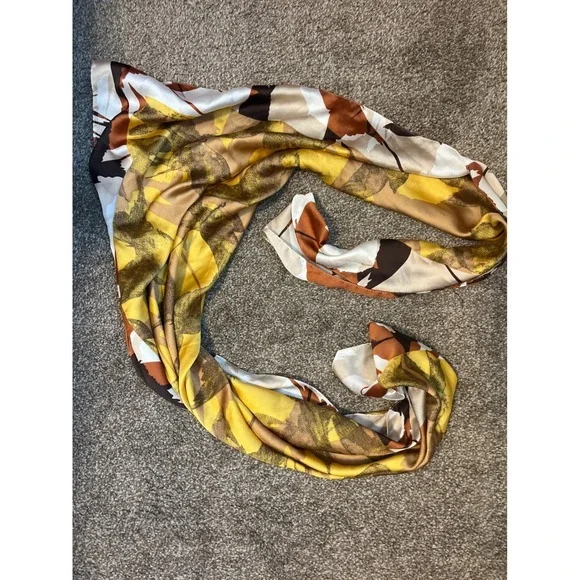 Luxury Silky Abstract Leaf Bird Print Scarf Shawl Wrap Fashion Accessory‎