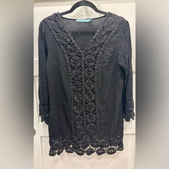 Solitaire Black Crochet Swimwear Beach Coverup Resort-wear Cruise