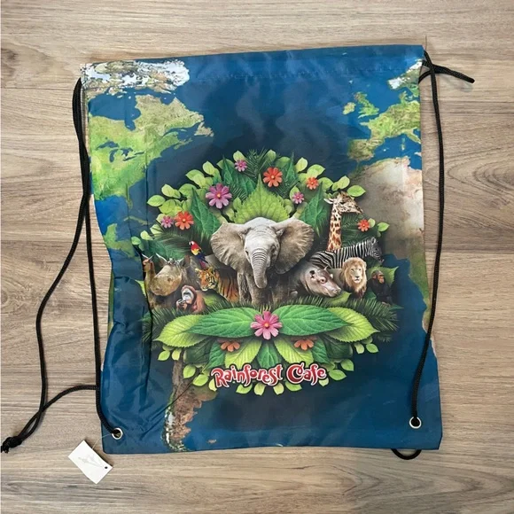 Rainforest Cafe Drawstring Backpacks Set of 2 NWT