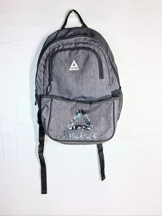 Reebok Riley Kids Grey Heather/Black Lining Multi- Pocketed Backpack/Knapsack