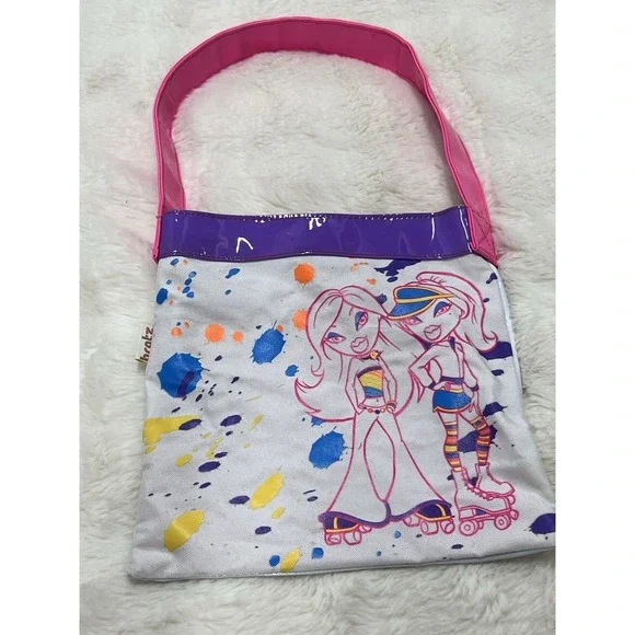 Bratz Neon Y2k Roller Skate Bag Purse Paint Splatter Doll Pink Purple