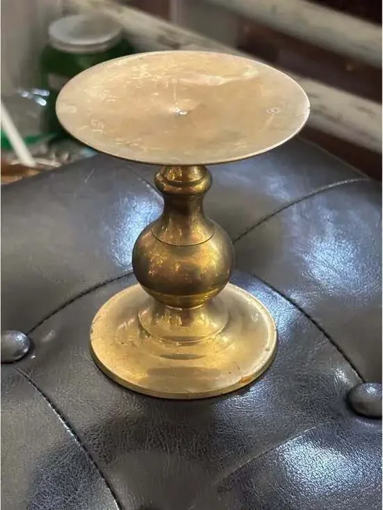 Vintage Brass Pillar Candle Holder