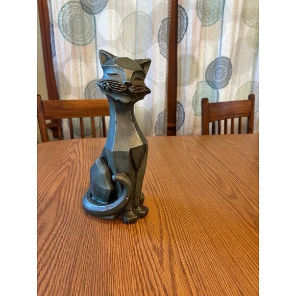 Vintage 1960s Universal Statuary Cubist Cat Mid Century Siamese Statue MCM