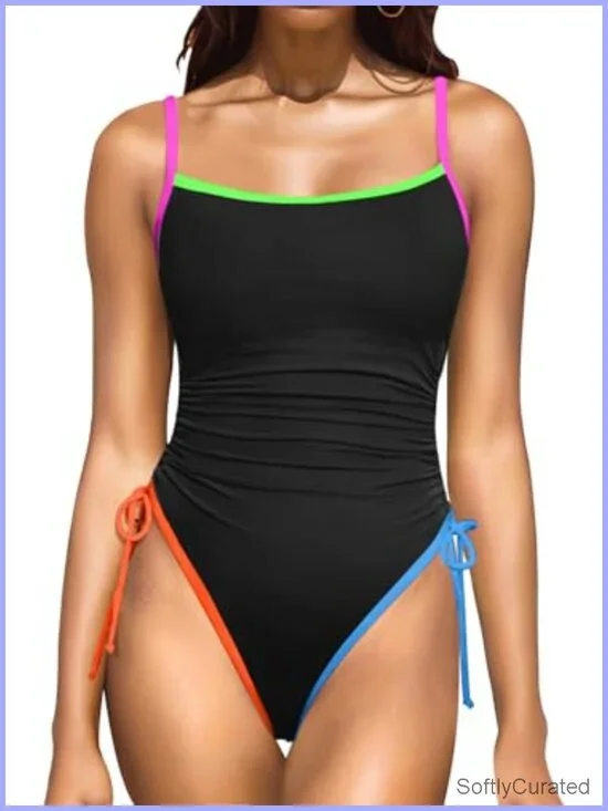 High Cut One Piece Swimsuit with Tummy Control Removable Padded Bras