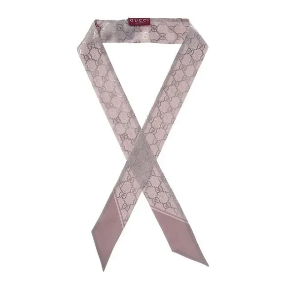 Gucci Gg Printed Silk Scarf, Grey