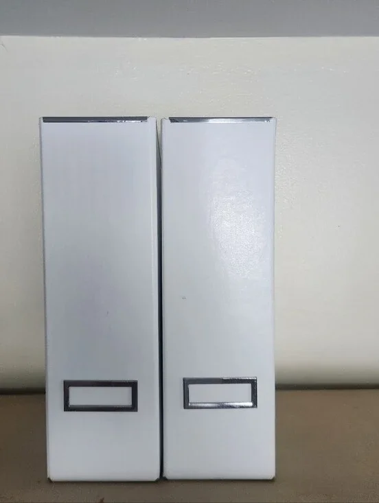 Magazine, Bill's, papers, organization holder. Cardboard, white. Set of 2