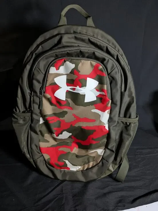 Under Armour Hustle Backpack Camo Olive Green Laptop School Sports Travel Bag