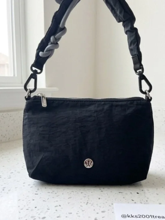 lululemon athletica Black Shoulder Bag Set logo ruffle nwt