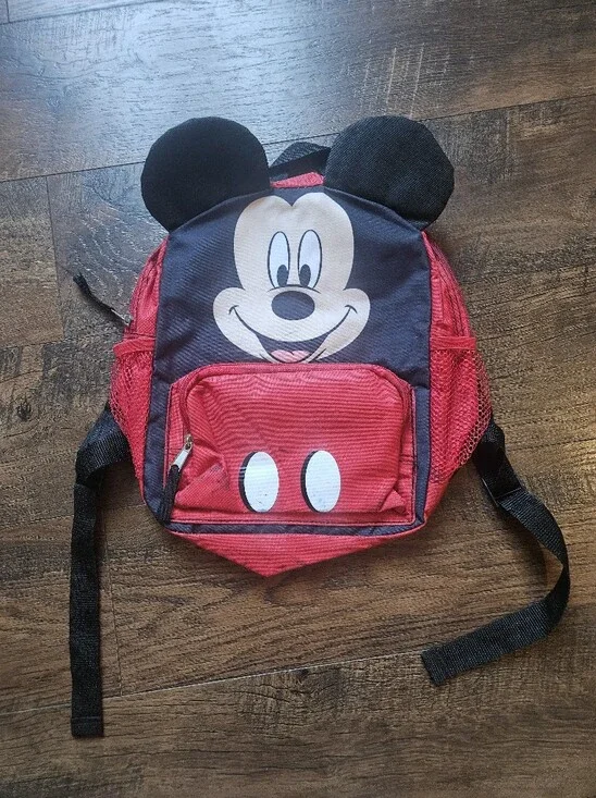 Disney Red and Black Mickey Mouse Kids Backpack with Ears