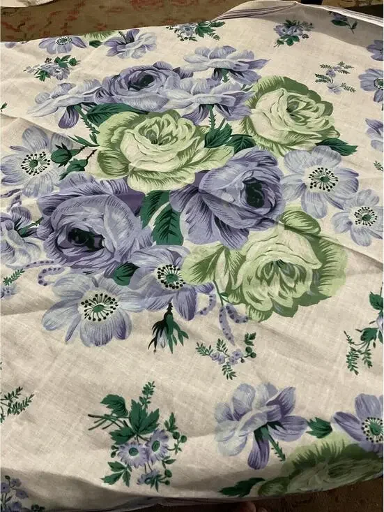 Cambridge Dry Goods Floral Cotton Scarf with Purple and Green Roses