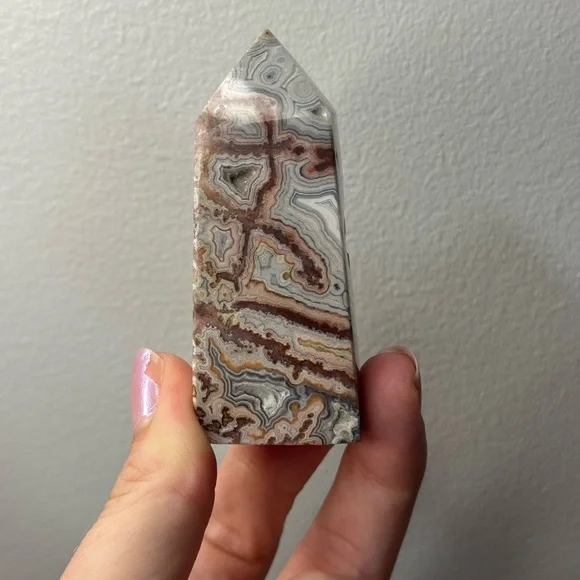 Crazy Lace Agate With Druzy Tower
