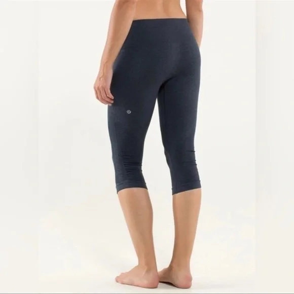 Lululemon Dark Gray in The Flow Crop Scrunch Midrise Compression‎ Capri Leggings