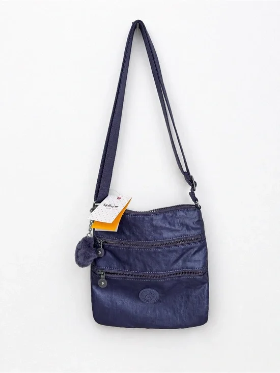 Kipling Rachael Crossbody Bag NWT Enchanted Purple Metallic Nylon Monkey Charm