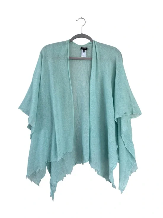Talbots Pure Cashmere Travel Ruana Wrap One Size Mint Green Gauzy Poncho Shawl