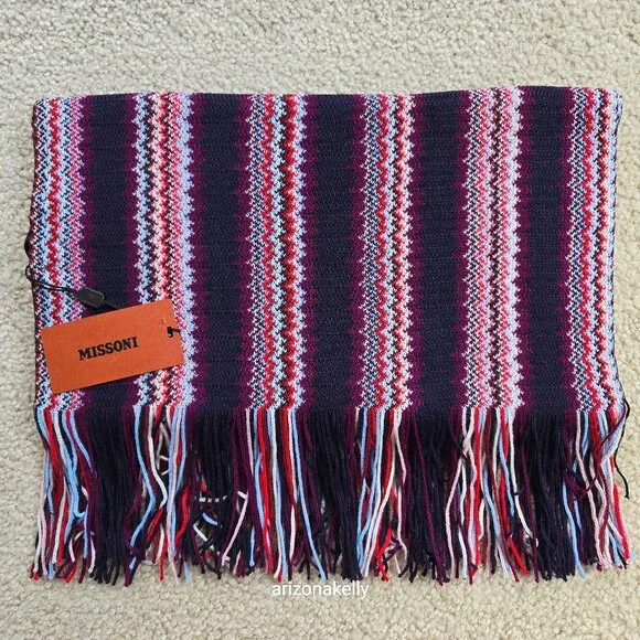 NWT Missoni Zig Zag Scarf Purple Red Blue